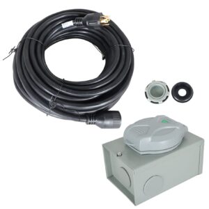 30 amp generator cord 75ft and pre-drilled power inlet box kit, nema l14 30p generator extension cord with l14-30p to l14-30r twist lock cord plug 125/250 volts