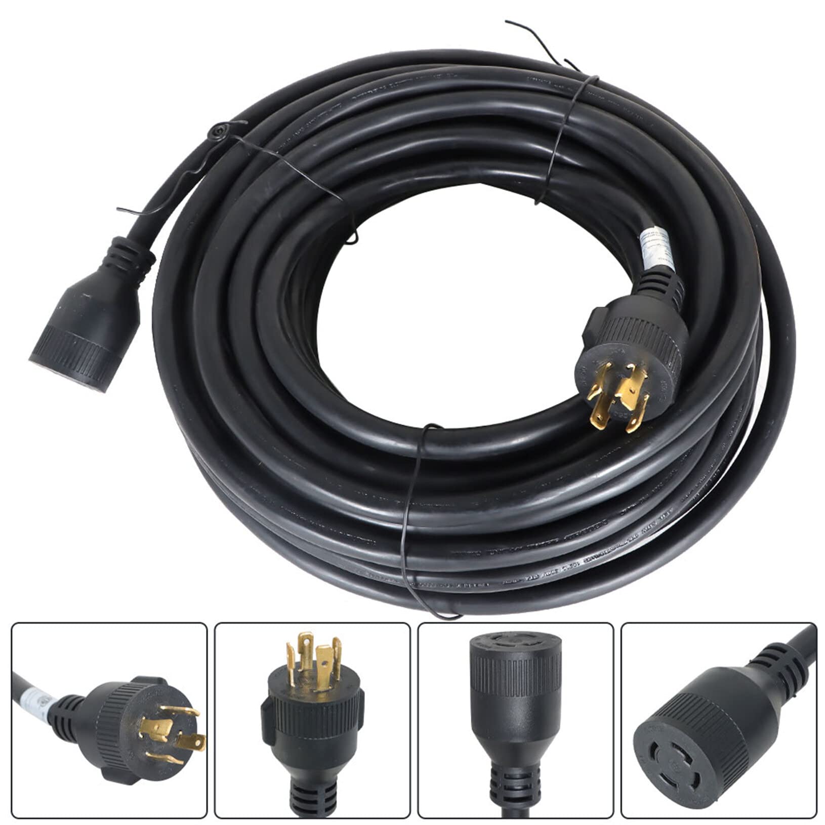 30 Amp Generator Cord 75FT and Pre-Drilled Power Inlet Box Kit, Nema L14 30p Generator Extension Cord with L14-30P to L14-30R Twist Lock Cord Plug 125/250 Volts