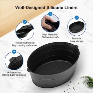 Silicone Crock Pot Liner, Reusable Slow Cooker Liner, Suitable For Microwave, Oven, 7-8 Quart Oval Slow Cooker Crock Pot (Black)