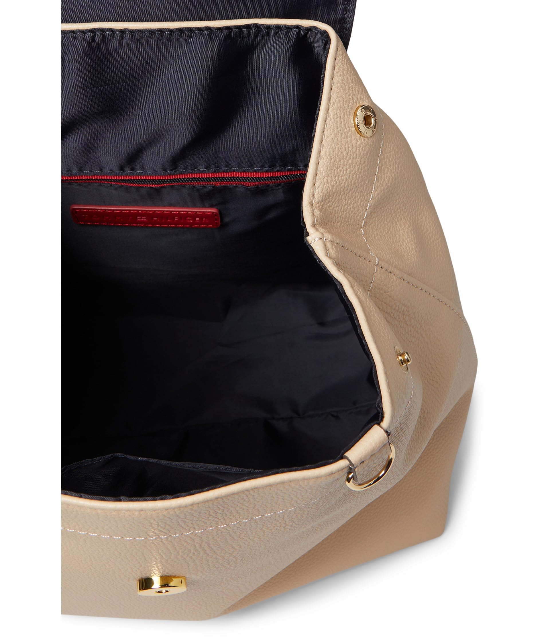 Tommy Hilfiger Maxine II Flap Backpack w/Hangoff Pebble PVC Fawn One Size
