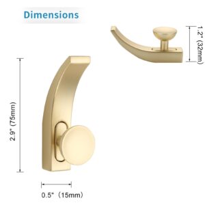 FILTA Stylish Bathroom Towel Hooks for Wall Mount,Coat Hooks Brushed Gold 2 Pack Robe & Towel Hooks for Hanging Towels,Coats,sponges,Clothes