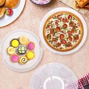 Lawei 2 Pack 12 Inch Food Storage Container with Lid and Handle, 2 Compartments Plastic Pie Carrier Pizza Slice Storage Containers, Reusable Round Pie Keeper Holder for Cake Cheesecake Tortilla