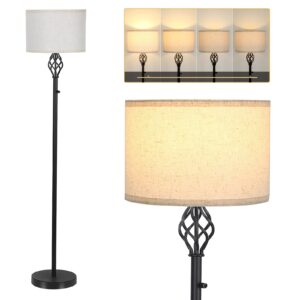 floor lamps for living room, standing lamp, modern floor lamp with linen shade, rotary switch, led bulb included(10w 1000lm), stepless dimmable floor lamp for bedroom, reading tall lamp for office
