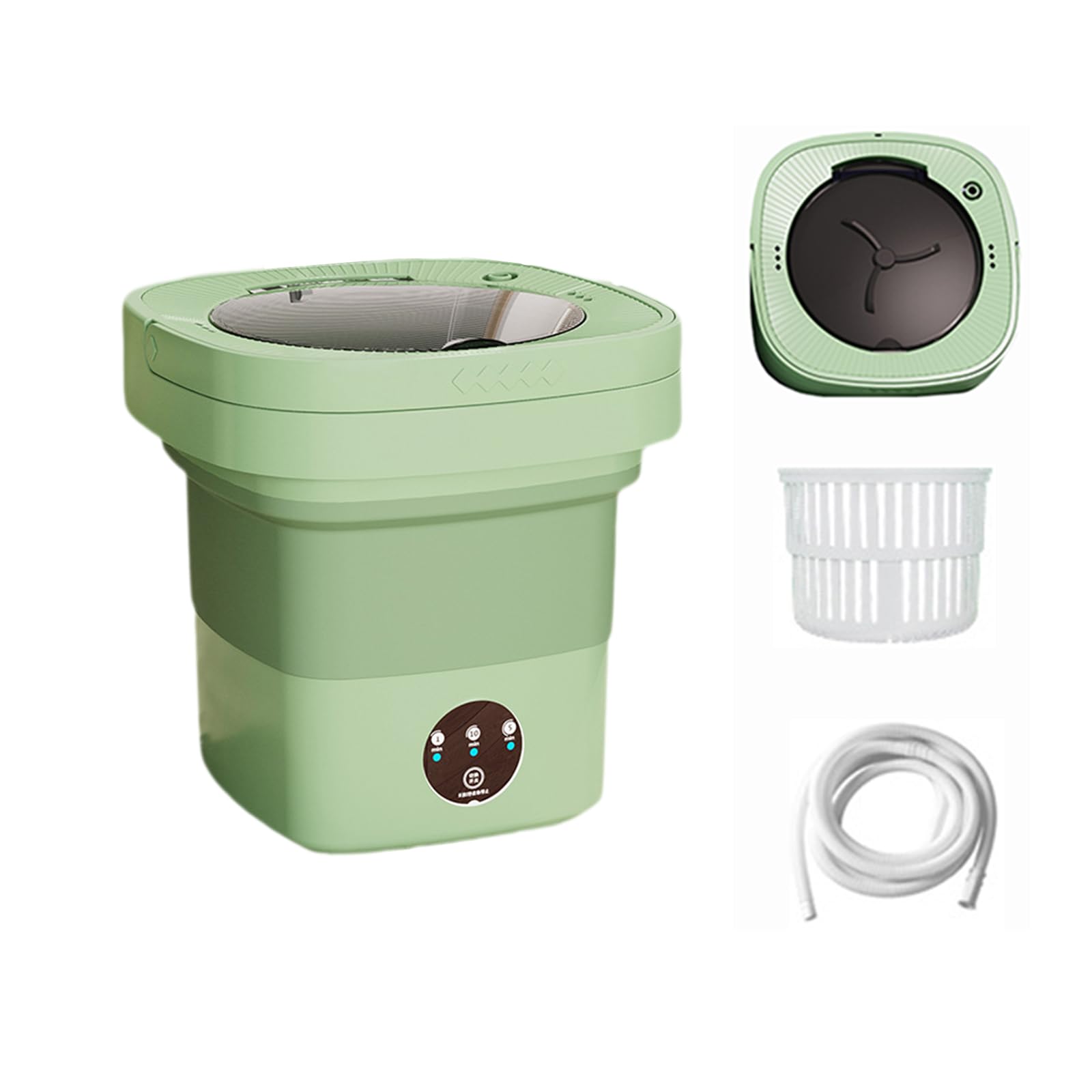 ZJFLNZYC Portable Mini Washing Machine, Folding Machine With Spinner,Modes Deep Cleaning, Suitable For Apartments, Dormitories, Camping, RV Travel (6.5L), Mint Green