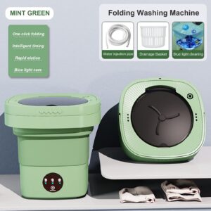 ZJFLNZYC Portable Mini Washing Machine, Folding Machine With Spinner,Modes Deep Cleaning, Suitable For Apartments, Dormitories, Camping, RV Travel (6.5L), Mint Green