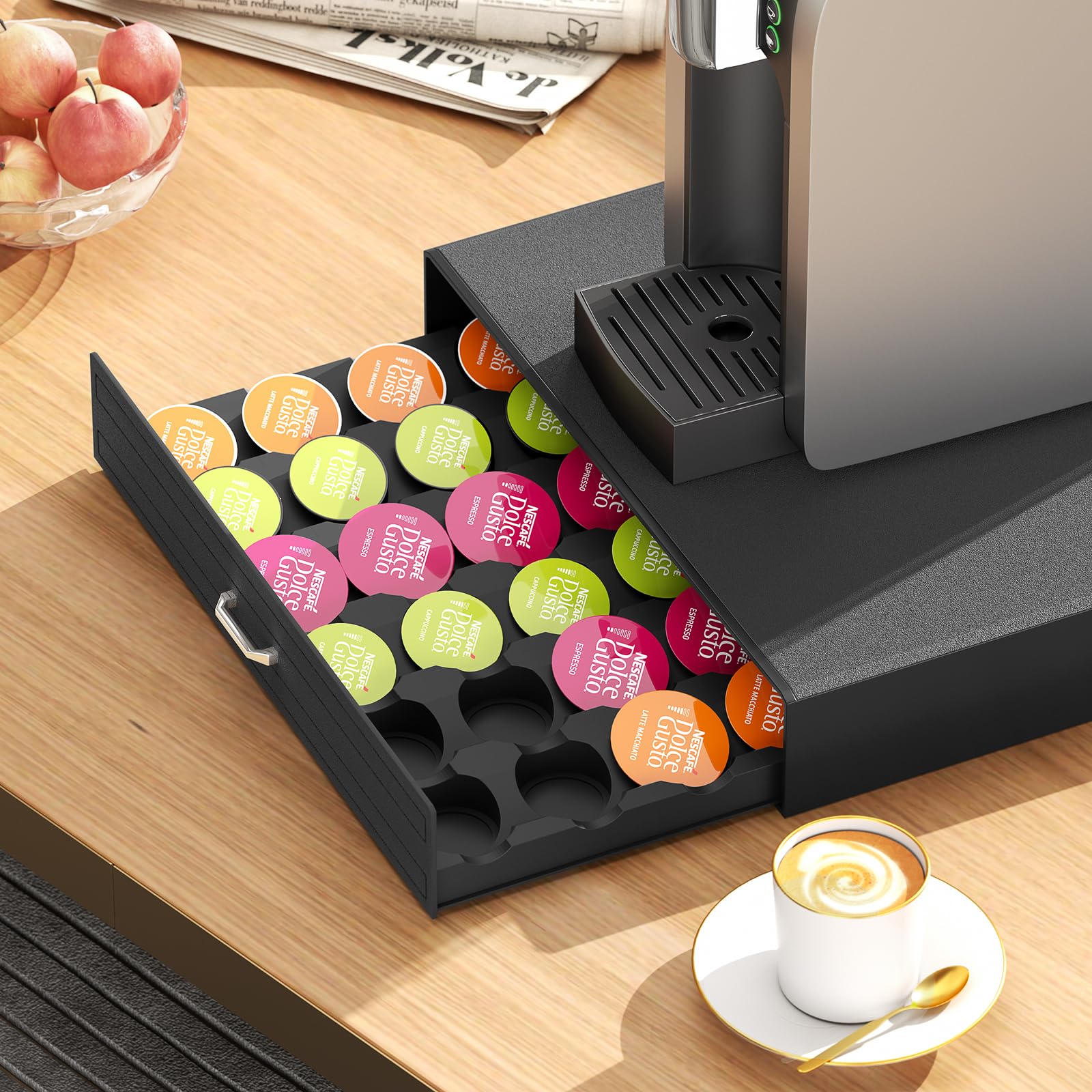 SZQINJI K Cup Holder Drawer 30 Pods Capacity, K Cup Organizer Coffee Pod Holder Compatible With Keurig K Cups for Nespresso VertuoLine/OriginalLine, Black