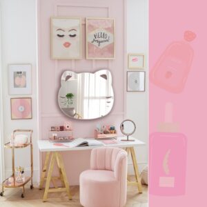 Aooyaoo Teen Girl Room Decor Mirror Wall Sticker Cute Aesthetic Bedroom Decor Self Adhesive Mirrors Wall Decor Acrylic Mirror Wall Decorations for Living Room Bedroom Home Bathroom Decor