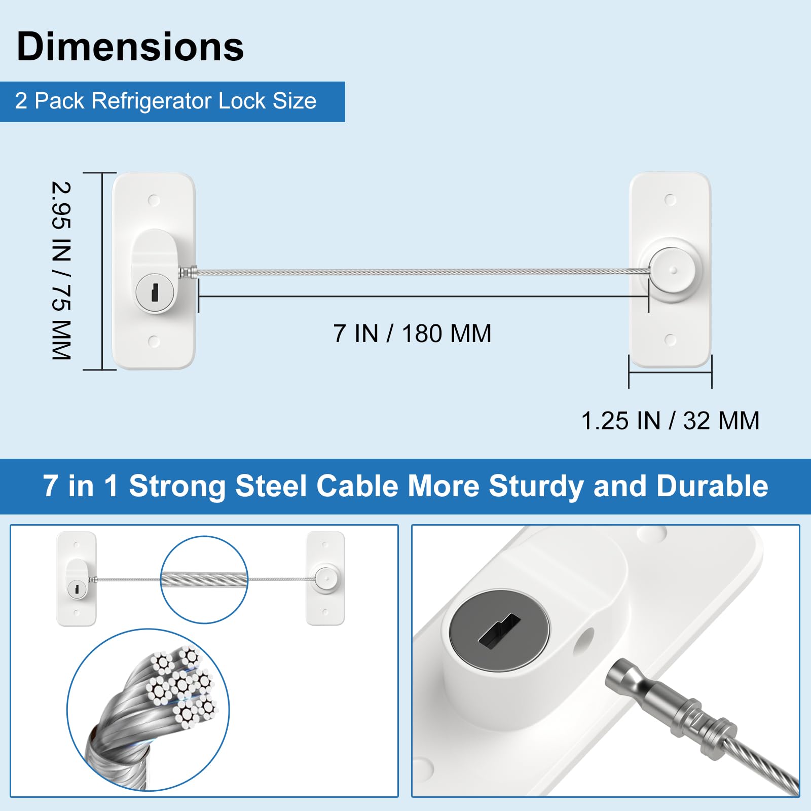 AOSITE Mini Fridge Locks for Kids No Drill Refrigerator Locks for Adults Cupboard Lock Child Safety Locks for Cabinets Drawer Locks Freezer Lock Baby Proofing (White, 2)