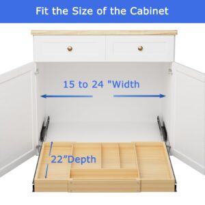 Redrubbit Pull Out Cabinet Organizer, Smooth Roll Expandable Slide Out Storage Drawer With Divider, Banboo Slide Out Kitchen Cabinet Organizer Storage Shelf，1 Pack