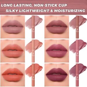 6 Colors Matte Lipstick Set,Natural Nude Lipstick Lip Makeup Kit, Velvet Nourishing Lip Gloss, Non-Stick Cup Long Lasting Not Fade Waterproof Lip Stain Liquid Lipstick Gift Set For Women (SET A)