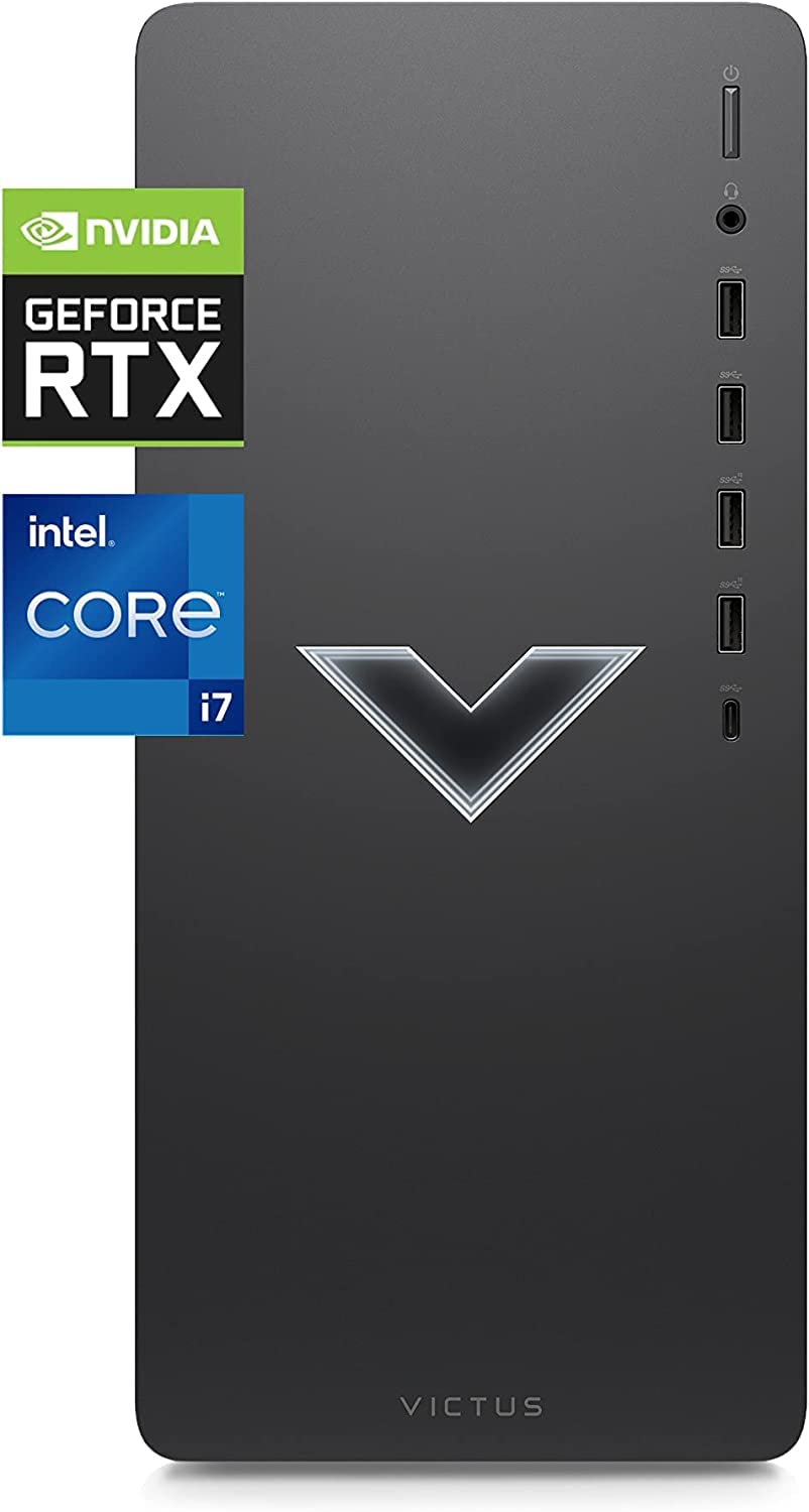 HP Victus 15L Gaming Desktop Computer, Intel Core i7-12700F(Up to 4.9GHz), NVIDIA GeForce RTX 2060 Super, 32GB RAM, 2TB PCIe SSD, WiFi 6, USB-A&C, Windows 11 Home, CUE Accessories