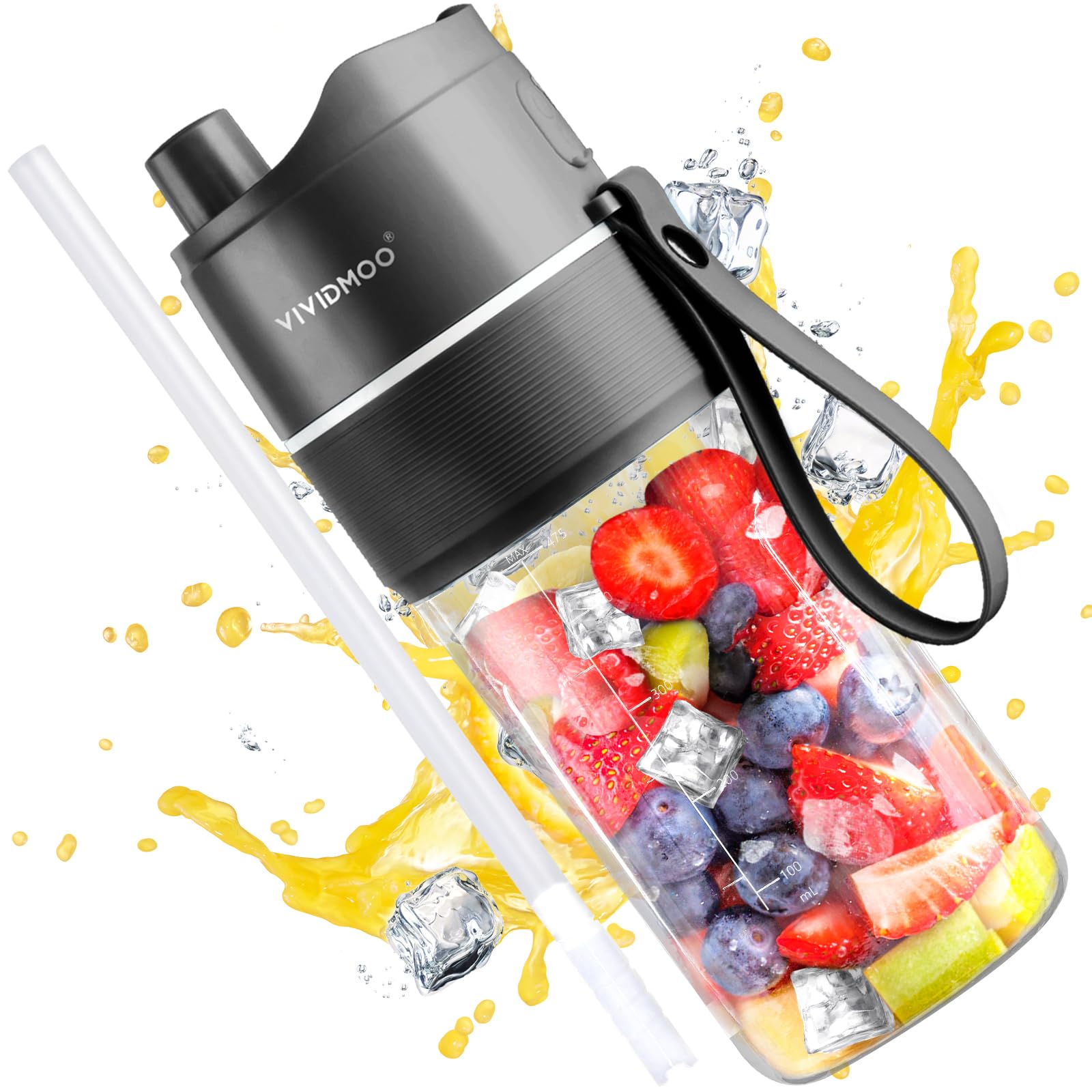 Portable Blender, Shakes and Smoothies Personal Blender, 16 Oz Portable Smoothie Blender, 5000mAh Fresh Juicer Portable Blender Rechargeable (Blue)