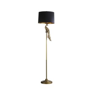ore international 64.5" in modern elegance golden peacock on a pedestal polyresin floor lamp