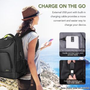 Lekebobor Travel Rolling Backpack Wheeled Business Backpack for Men Women,15.6" Laptop Backpack with USB Charging Port, Waterproof Carry on Backpack Airline Approved Travel Backpack,Black