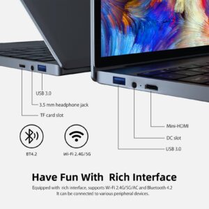 Morostron 13.5" Touch Screen Laptop, Windows 11 Laptop Computer with Intel N5095, 16GB RAM 512GB SSD, 3000x2000 FHD, Backlit Keyboard, Touch ID, WIFI, USB3.0*2, Bluetooth 4.2, HDMI, 38WH Battery, Gray