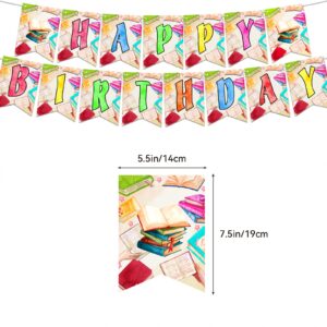 Books Party Decorations Book Club Birthday Party Supplies Includes Book Happy Birthday Banner Cake Topper Cupcake Toppers Balloons for Library Party Decorations