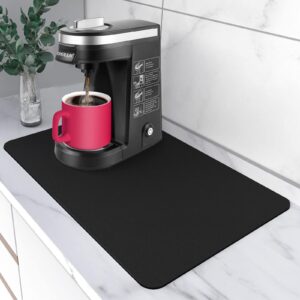 aibob coffee mat, hide stain absorbent coffee bar mats fit under coffee maker espresso machine, rubber backed dish drying mat for kitchen countertops