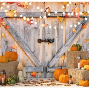 YYNXSY Fall Thanksgiving Backdrop Autumn Pumpkin Harvest Barn Background Hay Maple Leaves Baby Shower Banner Supplies Photo Booth Prop 10X8FT YY-2515