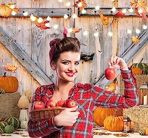 YYNXSY Fall Thanksgiving Backdrop Autumn Pumpkin Harvest Barn Background Hay Maple Leaves Baby Shower Banner Supplies Photo Booth Prop 7X5FT YY-2515