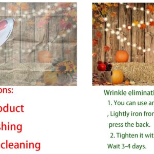 YYNXSY Fall Thanksgiving Photo Backdrop Autumn Retro Board Backdrops Wooden Fence Haystack Pumpkin Photo Background Thanksgiving Party Decorations Studio Photography Props 7X5FT YY-2516