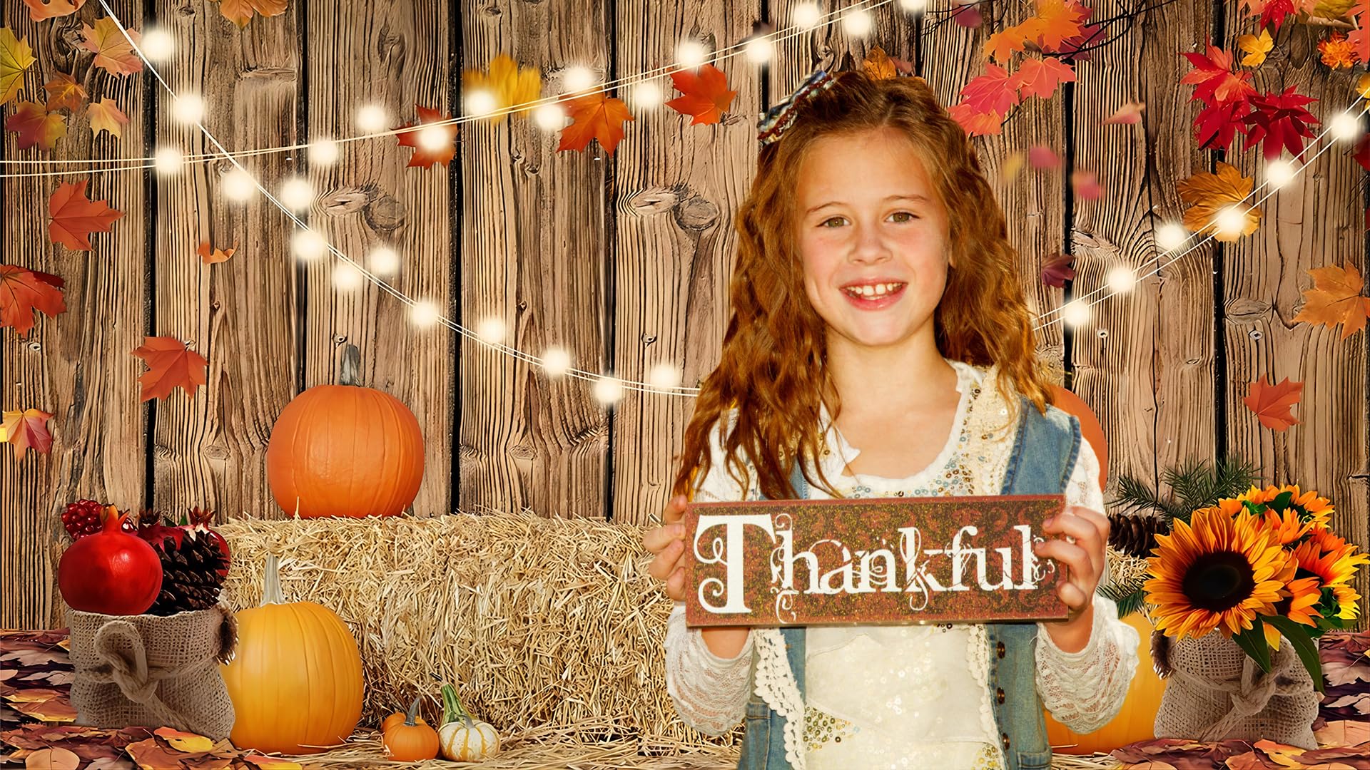 YYNXSY Fall Thanksgiving Photo Backdrop Autumn Retro Board Backdrops Wooden Fence Haystack Pumpkin Photo Background Thanksgiving Party Decorations Studio Photography Props 7X5FT YY-2516