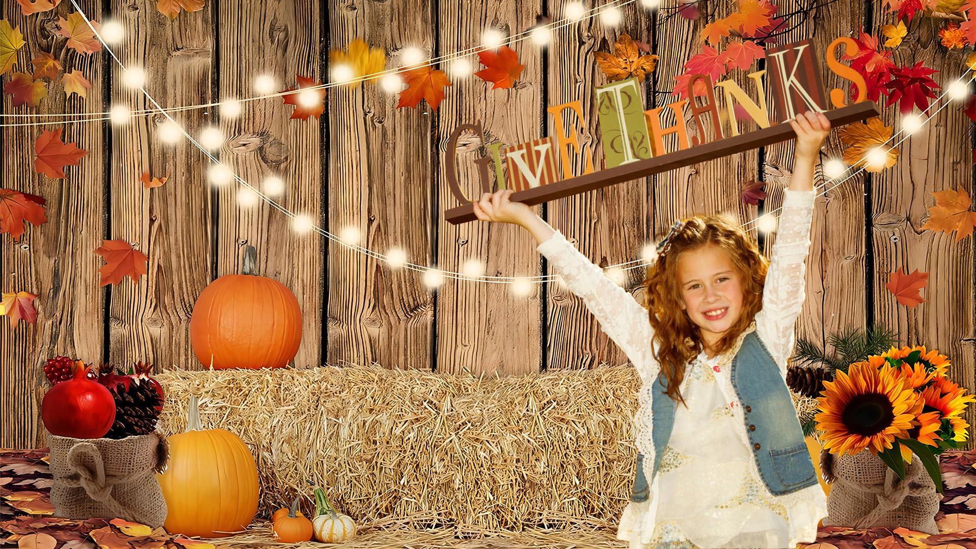 YYNXSY Fall Thanksgiving Photo Backdrop Autumn Retro Board Backdrops Wooden Fence Haystack Pumpkin Photo Background Thanksgiving Party Decorations Studio Photography Props 7X5FT YY-2516