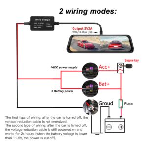 Yctze Dash Cam Hardwire Kit Mini USB Adapter 12V‑30V to Dash Cam Hardwire Kit Mini USB Hard Wire Kit Dashcam Hardwiring Kit Car Dash Camera Hard Wire