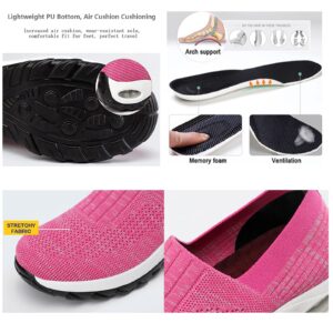 Womens Sneakers-Air Go-Walk Air Cushion Trainers, 2023 New Women's Orthopedic Platform Arch Sneakers, Breathable Mesh Air Cushion Non-Slip Walking Shoes, Best Arch Support Shoes for Women, A-pink, 8.5