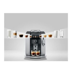 Jura S8 64 oz Water Capacity, 10 oz Bean Capacity, 15 Types of Drinks Automatic Coffee Machine (Moonlight Silver, Renewed)