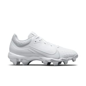 nike hyperdiamond 4 keystone molded softball cleats white | white | black size 7 medium