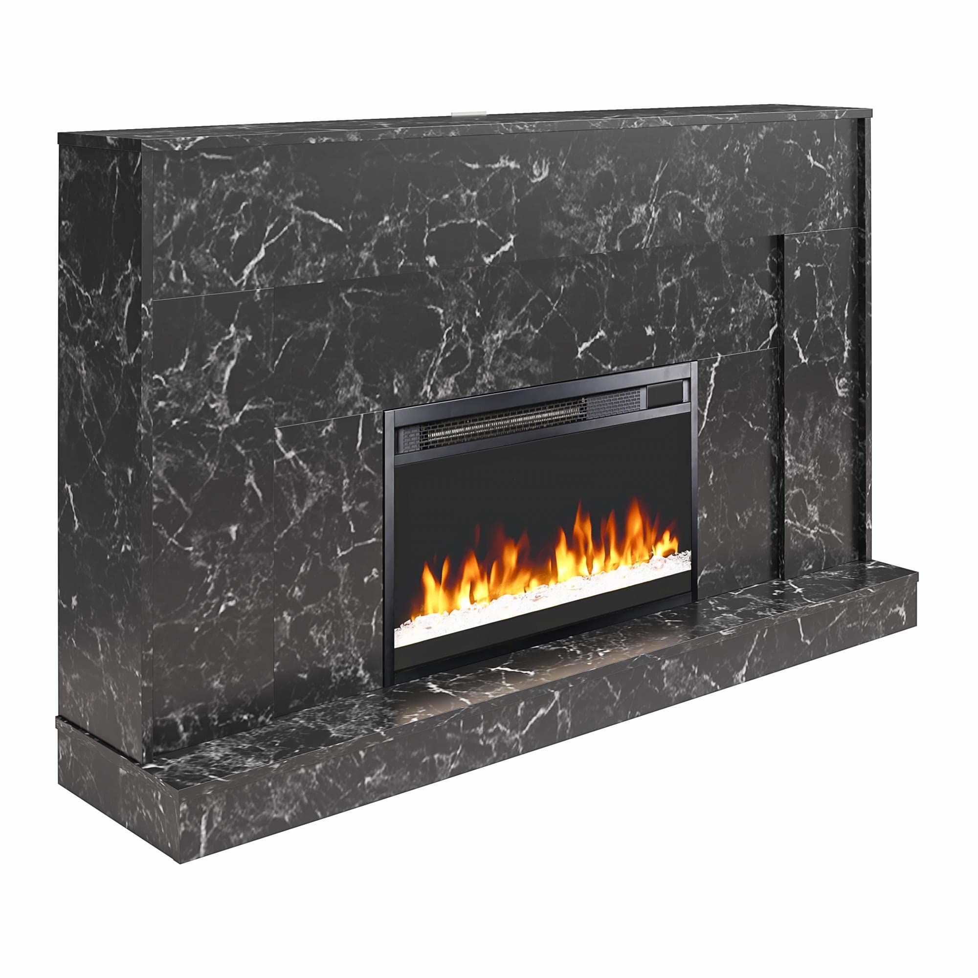 CosmoLiving by Cosmopolitan Liberty Mantel Fireplace, Black Marble