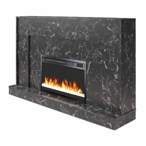 CosmoLiving by Cosmopolitan Liberty Mantel Fireplace, Black Marble