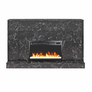 CosmoLiving by Cosmopolitan Liberty Mantel Fireplace, Black Marble