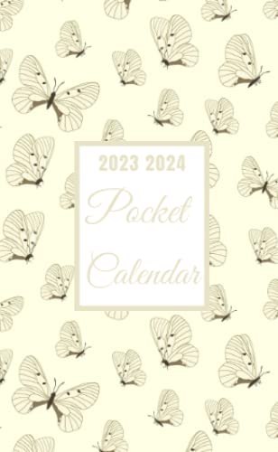 Pocket Calendar 2023-2024 for Purse: Small Size Monthly Planner | 24 Months Organizer Agenda Schedule | Daily Time Management Book with Beautiful Butterfly Design