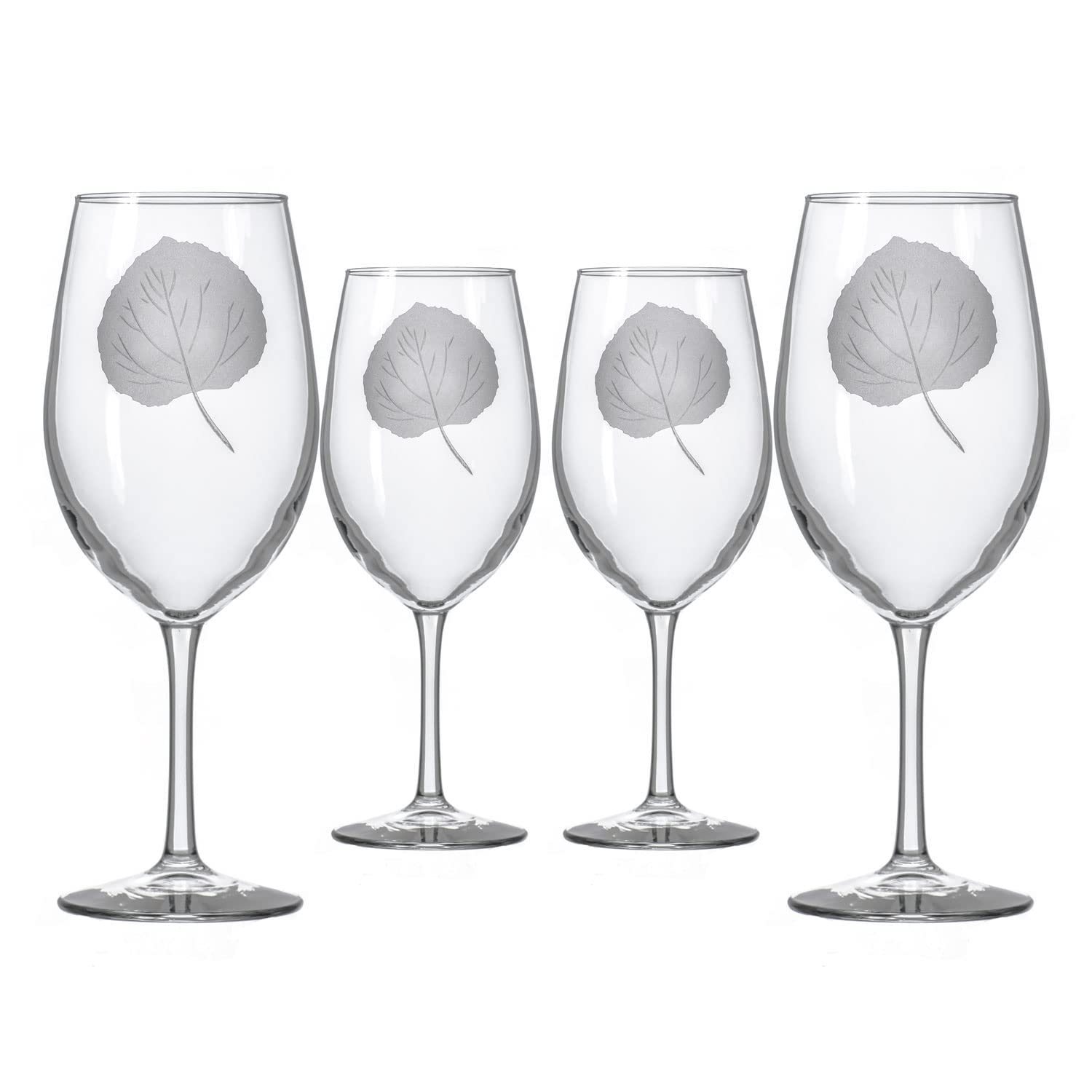 Rolf Glass Aspen Leaf All Purpose Wine 18oz - Set of 4 | Wine Glass Set | Red Wine Glass | White Wine Glass | Made in the USA