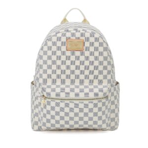 fr fashion co. 21" women's checkered leather backpack white