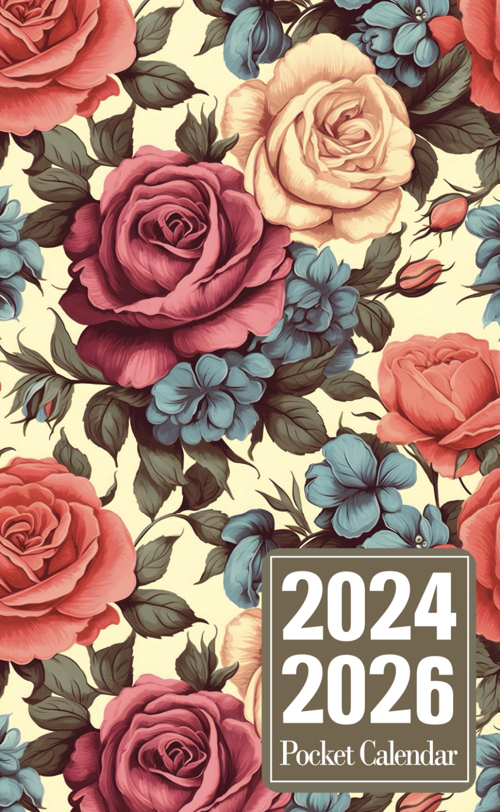 2024-2026 Pocket Calendar: 3 Year Monthly Planner for Purse from January 2024 to December 2026, Flower Cover.