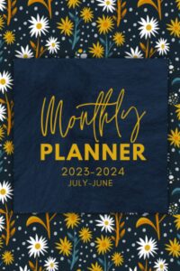 monthly pocket planner july 2023-june 2024: small agenda and organizer for purse - 12 months from july 23 to june 24 - two pages per month - floral cover !