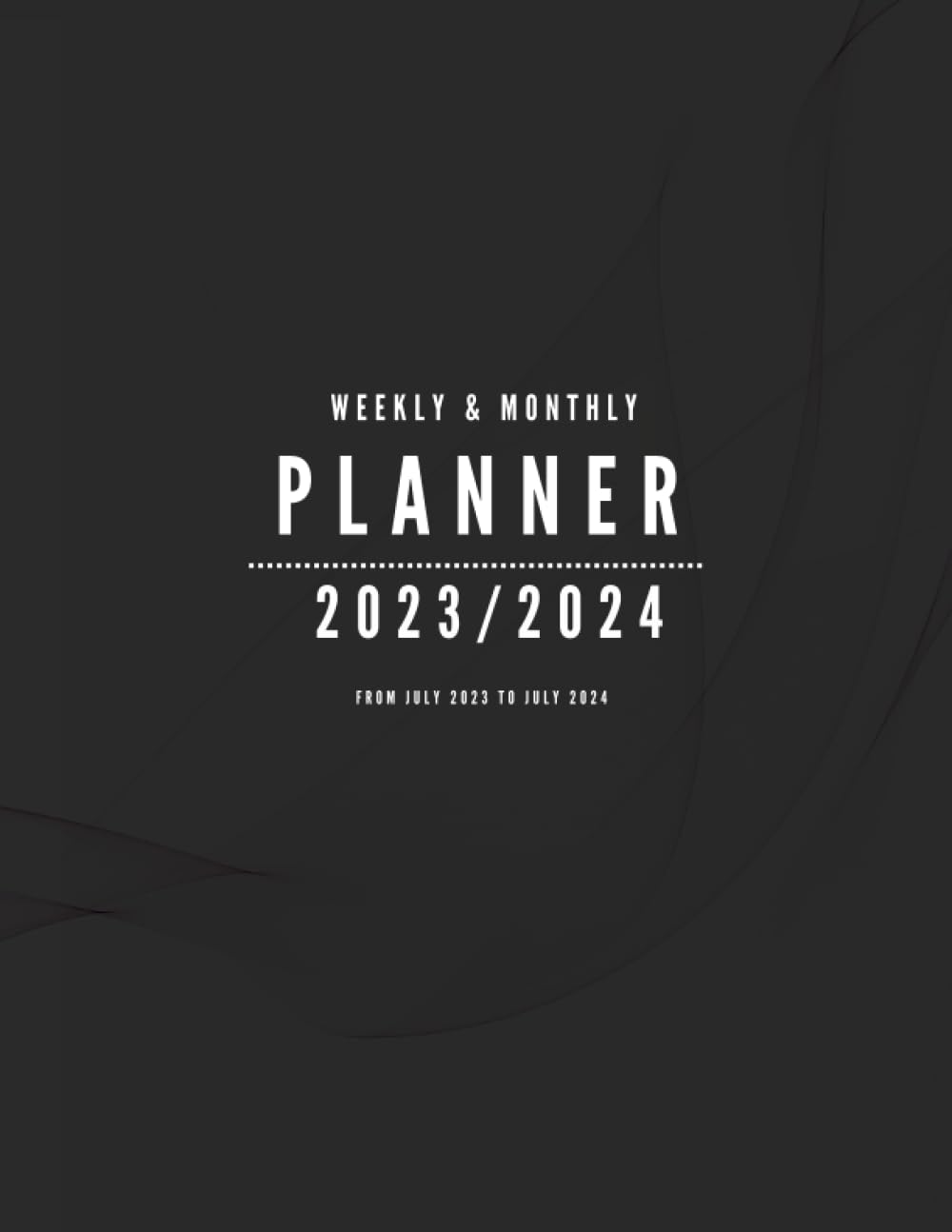 Minimalist Black Planner 2023-2024 with Weekly and Monthly Pages from July 2023 to July 2024