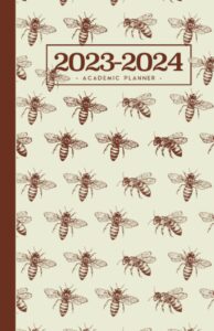academic planner 2023-2024 small | classic bumble bees on cream: july - june | weekly & monthly | us federal holidays and moon phases