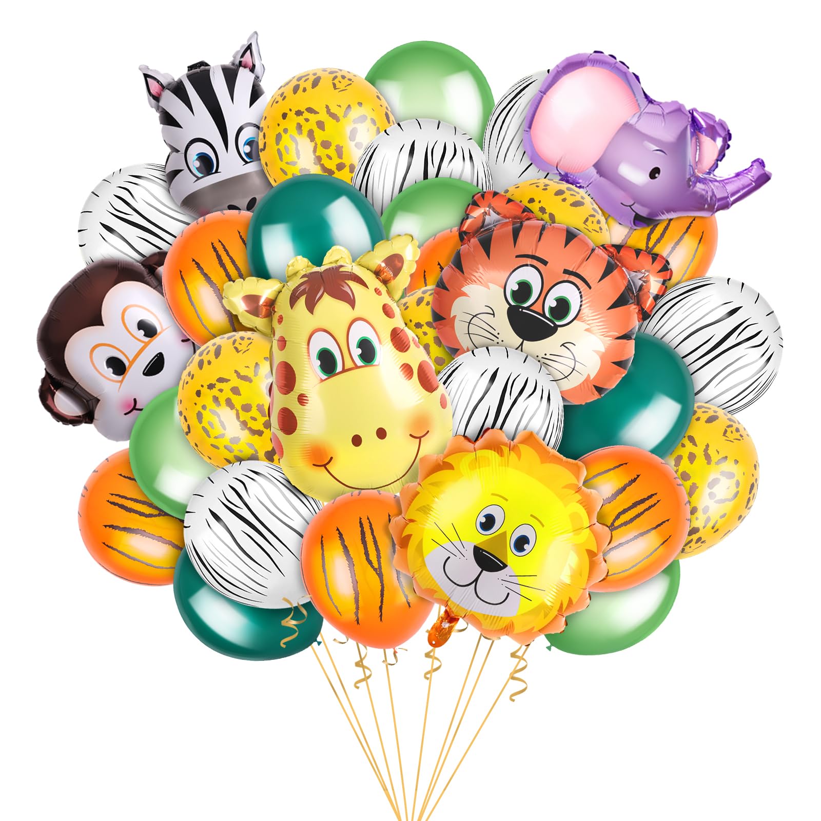 30 Pieces Jungle Safari Birthday Party Decorations, 6 Pack Giant Safari Animal Balloons, 24 Pcs 12 Inch Jungle Animal Print Balloons for Wild One Birthday Party, Baby Shower, Zoo Party Decorations