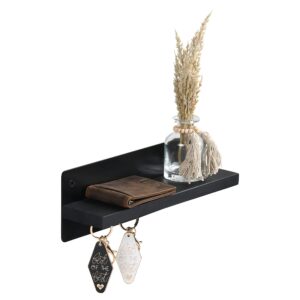 essentra home modern entryway key holder made of solid wood and 14-gauge steel, minimalist wall mounted key hanger. (black & expresso finish)