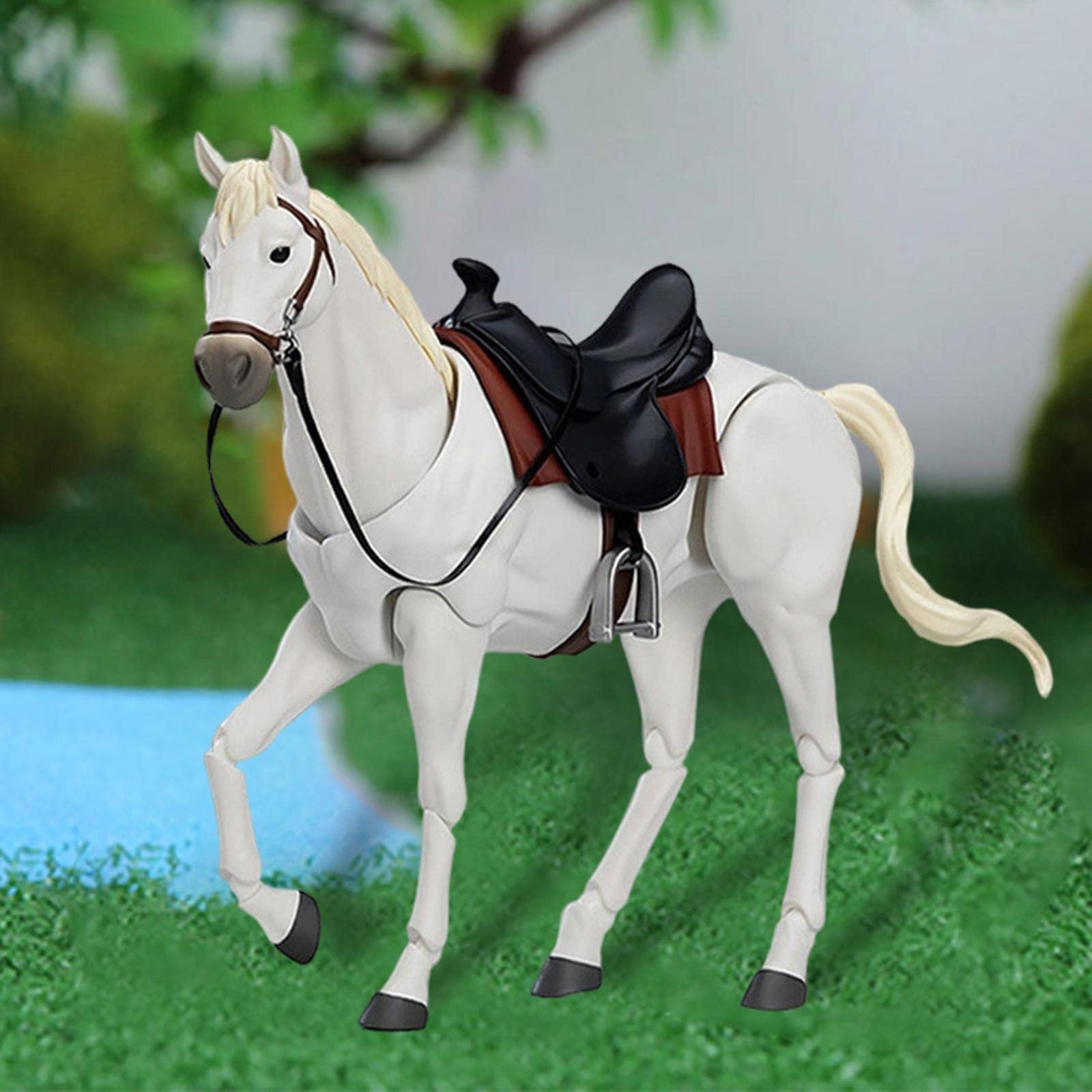 UGPLM 1/12 Scale Action Figures 1/12 Scale Horse Figure Model Collection Home Decor Simulation Realistic Painted Figures 1:12 Scale Animal Figurine, White, 22cm