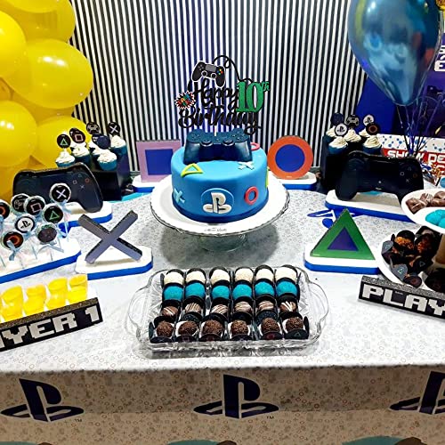 1 PCS Video Game Happy 10th Birthday Cake Topper Glitter Video Game Cake Pick Game On Controllers Ten Cheers to 10 Years Cake Decoration for Happy 10th Birthday Party Supplies Green