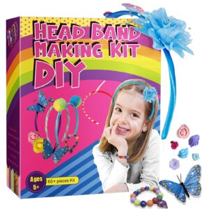 headband making kit for girls, make your own fashion headbands, arts & crafts gift for ages 5 6 7 8 9 10 11 12 year old kids, birthday holiday gift for girls ideas, diy toy gifts for ages 5-12