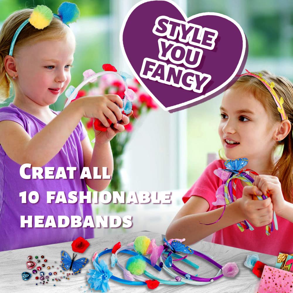 Headband Making Kit for Girls, Make Your Own Fashion Headbands, Arts & Crafts Gift for Ages 5 6 7 8 9 10 11 12 Year Old Kids, Birthday Holiday Gift for Girls Ideas, DIY Toy Gifts for Ages 5-12