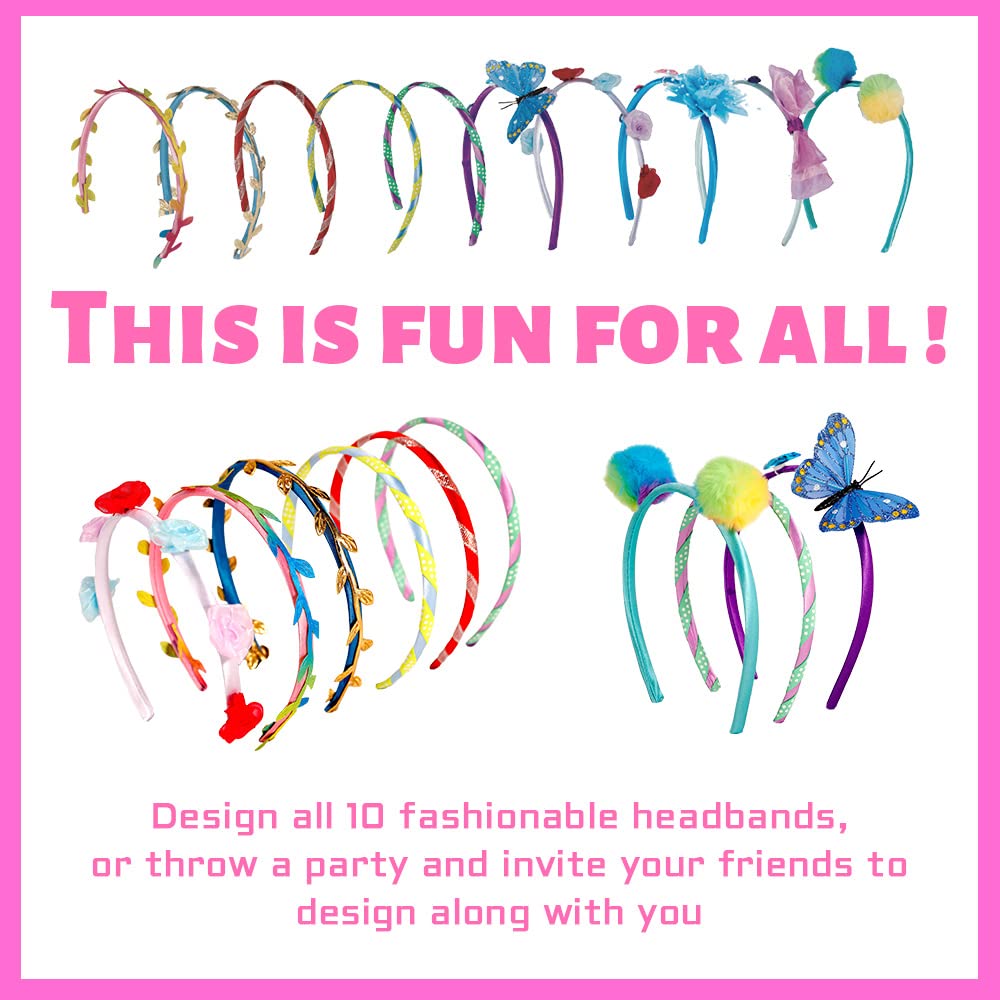 Headband Making Kit for Girls, Make Your Own Fashion Headbands, Arts & Crafts Gift for Ages 5 6 7 8 9 10 11 12 Year Old Kids, Birthday Holiday Gift for Girls Ideas, DIY Toy Gifts for Ages 5-12