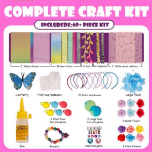 Headband Making Kit for Girls, Make Your Own Fashion Headbands, Arts & Crafts Gift for Ages 5 6 7 8 9 10 11 12 Year Old Kids, Birthday Holiday Gift for Girls Ideas, DIY Toy Gifts for Ages 5-12