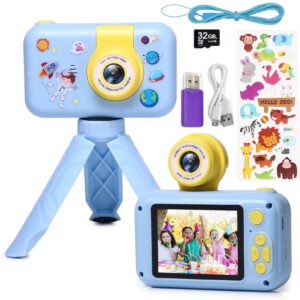 kids camera,2.4in ips screen digital camera,180°flip lens camera,children selfie camera with playback game,christmas/birthday gift for 4 5 6 7 8 9 10 11 year old girl boy (blue)