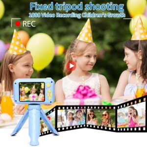 Kids Camera,2.4in IPS Screen Digital Camera,180°Flip Lens Camera,Children Selfie Camera with Playback Game,Christmas/Birthday Gift for 4 5 6 7 8 9 10 11 Year Old Girl Boy (Blue)